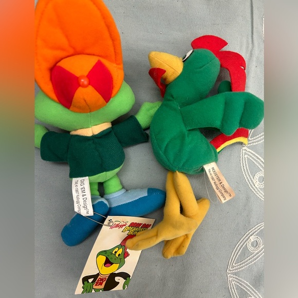 Vintage 1997 Kellogg's DIG 'EM Frog and ROOSTER Plush Toys - Picture 5 of 6